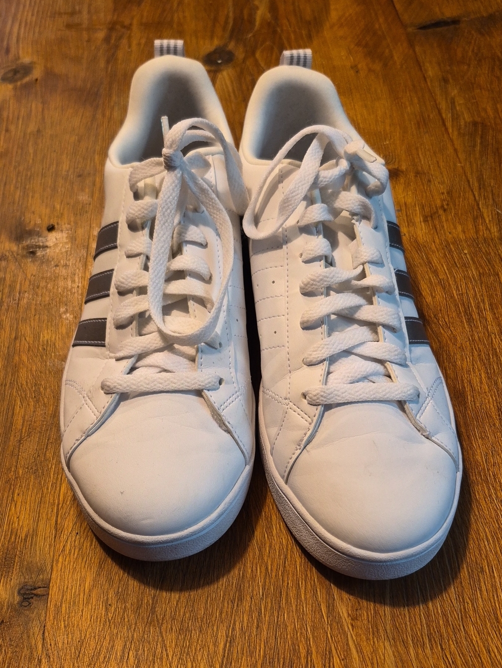 adidas White Sneakers with Black Stripes - Low Top Athletic Shoes